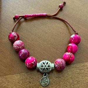 Silpada bracelet, bright pink stones sterling silver